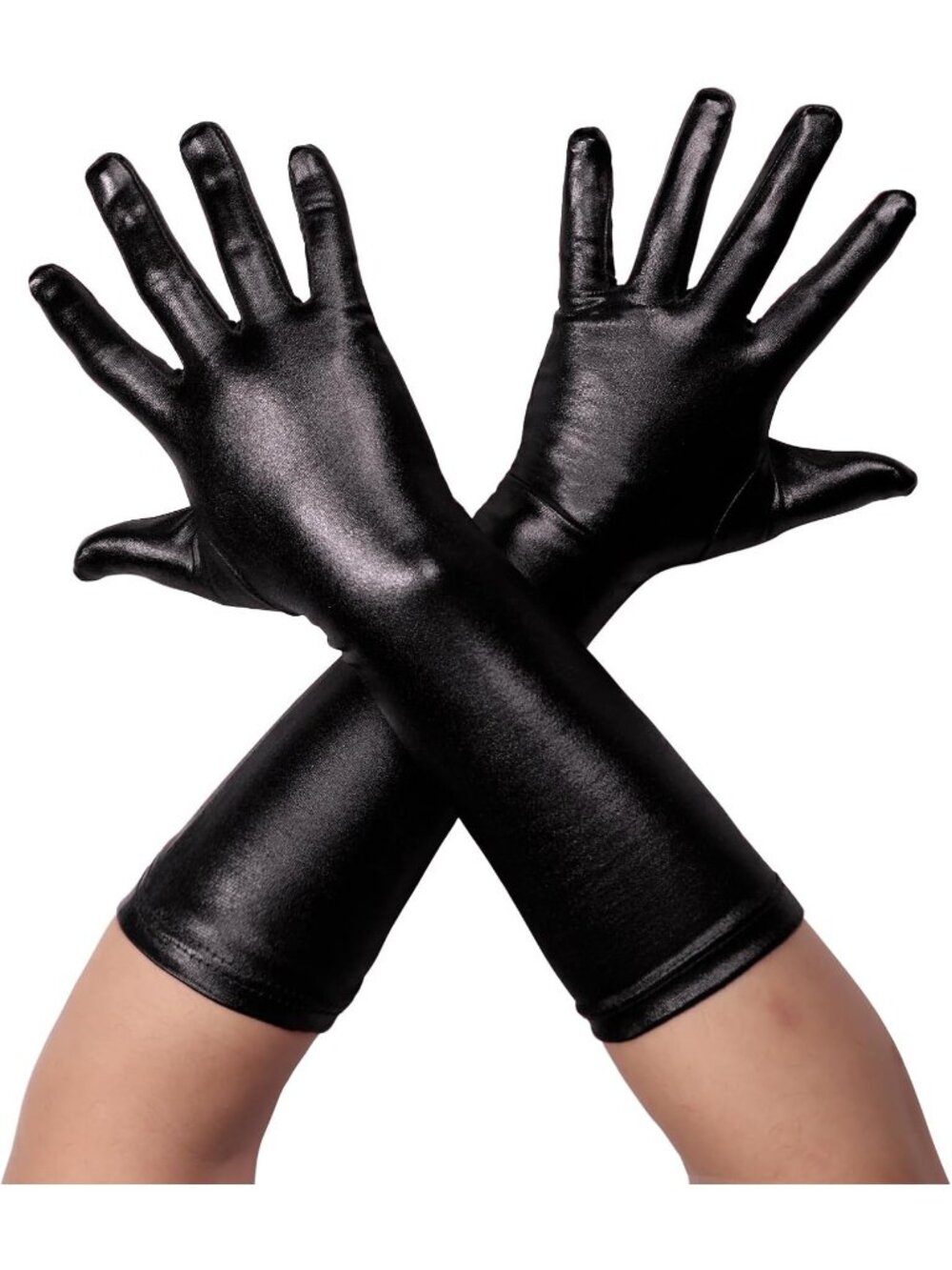 Men's And Women's Black 1920s Flapper Shiny Metallic Spandex Opera Party Gloves